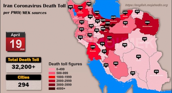 “مجاهدي خلق”: ارتفاع أعداد ضحايا كورونا لأكثر من ٣٢٢٠٠ شخص في ٢٩٤ مدينة إيرانية