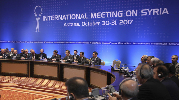 Members of the delegations take part in the peace talks on Syria in Astana, Kazakhstan October 31, 2017. REUTERS/Mukhtar Kholdorbekov