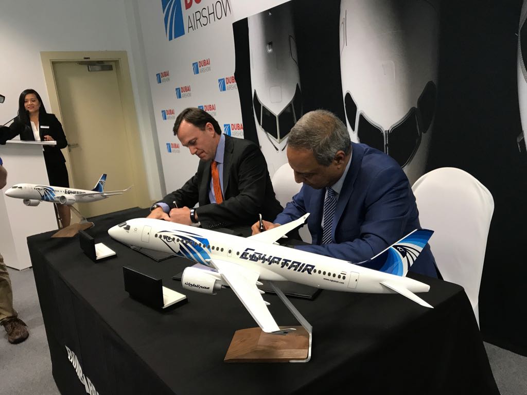 “مصر للطيران” و “بومباردييه” الكندية توقعان صفقة لانضمام 24 طائرة من طراز الـ CS300s