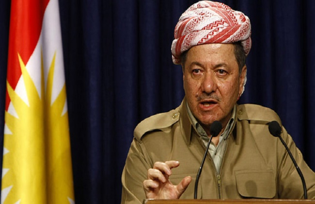 Massud Barzani, president of the autonomous northern Kurdish region in Iraq, addresses the media after his meeting with Shiite leader Ammar al-Hakim of the influential Supreme Iraqi Islamic Council in Arbil, the Kurdish capital of northern Iraq, on March 17, 2012. AFP PHOTO / SAFIN HAMED (Photo credit should read SAFIN HAMED/AFP/Getty Images)