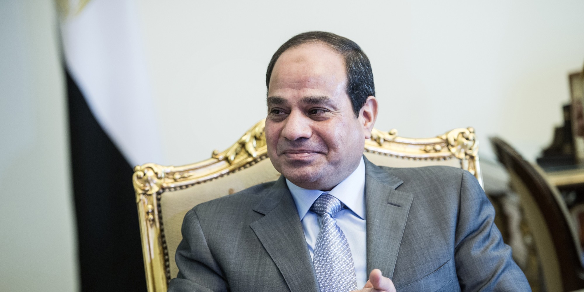 Egyptian President Abdel Fattah al-Sisi waits for a meeting with US Secretary of State John Kerry at the presidential palace in Cairo September 13, 2014. Kerry arrived in Cairo on the latest leg of a regional tour to forge a coalition against Islamic State jihadists in Iraq and Syria. AFP PHOTO/Brendan SMIALOWSKI (Photo credit should read BRENDAN SMIALOWSKI/AFP/Getty Images)