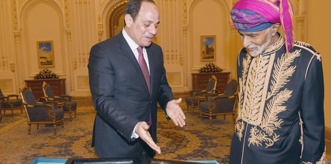 السيسي يشيد بالمستوى الحضاري المتميز الذي وصلت إليه السلطنة بفضل القيادة الحكيمة للسلطان قابوس