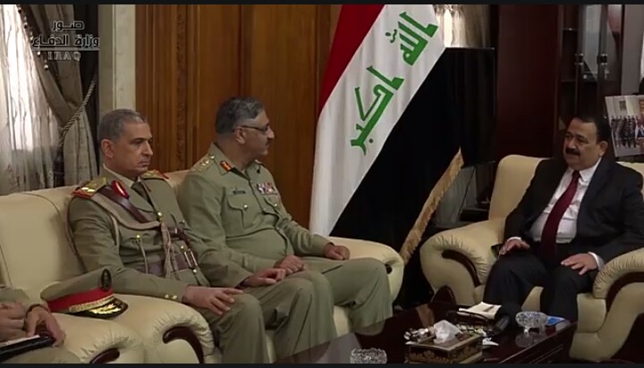وزير الدفاع العراقي يستقبل رئيس هيئة الأركان المشتركة الباكستاني
