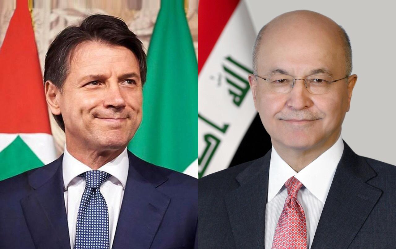 الرئيس العراقي لرئيس وزراء إيطاليا:نحترم تعهداتها الدولية.. وعلى العالم مواصلة جهوده على الإرهاب