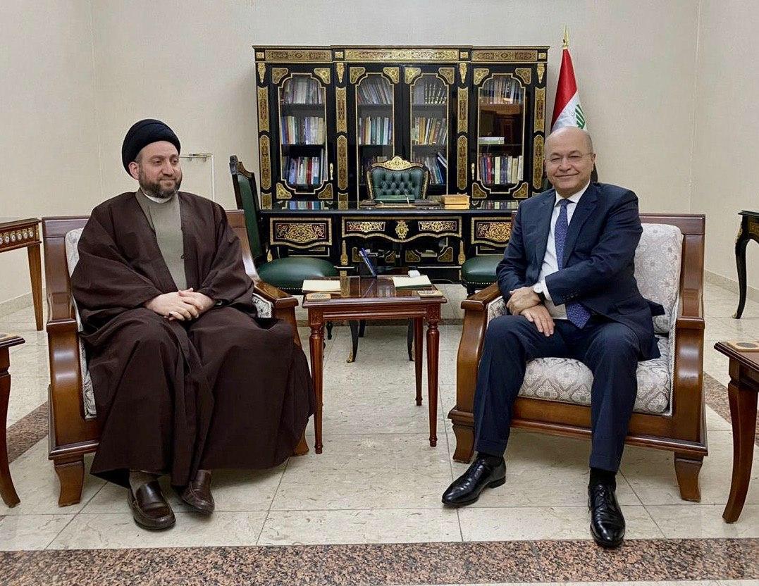 الرئيس العراقي  ورئيس تيار الحكمة يشددان على الإسراع في تشكيل الحكومة الجديدة