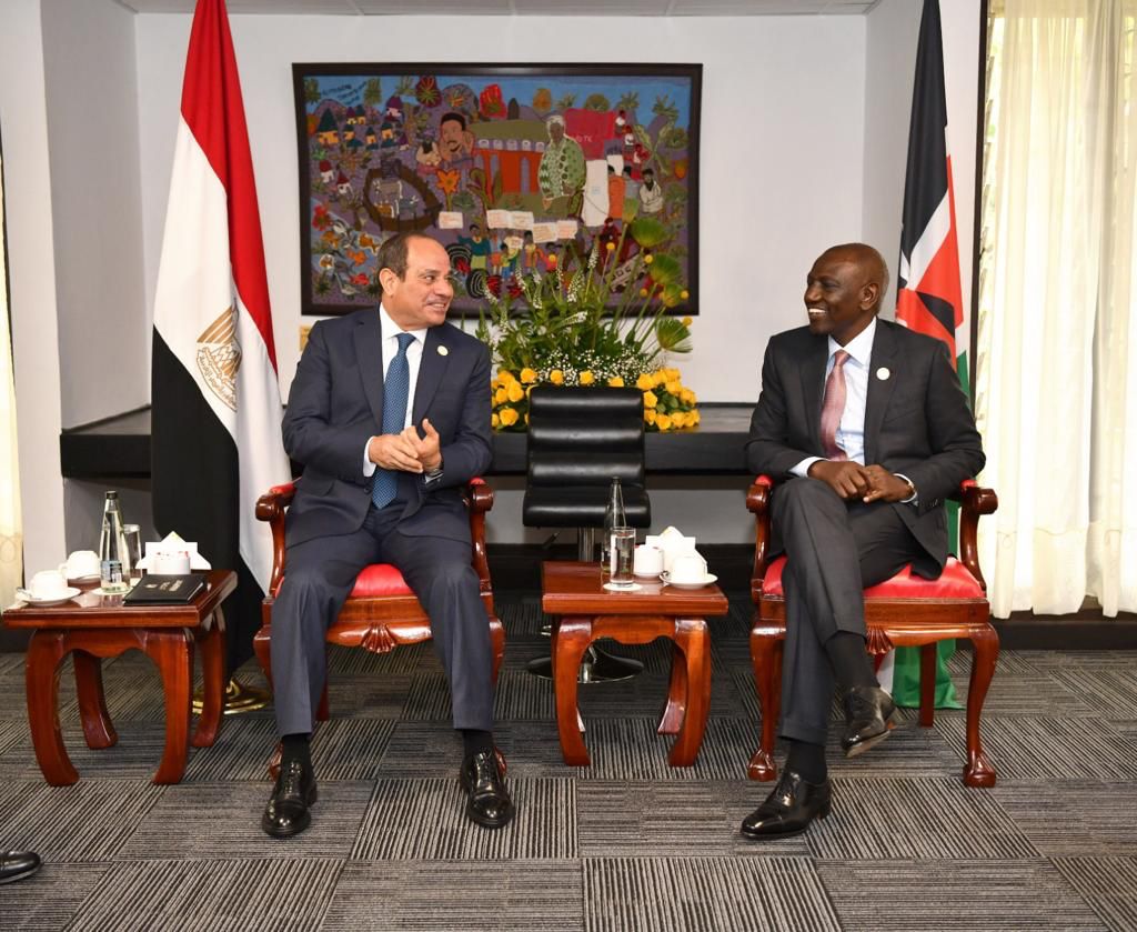 الرئيس السيسي يبحث مع نظيره الكيني الأوضاع في منطقتي القرن الإفريقي وحوض النيل والأزمة السودانية