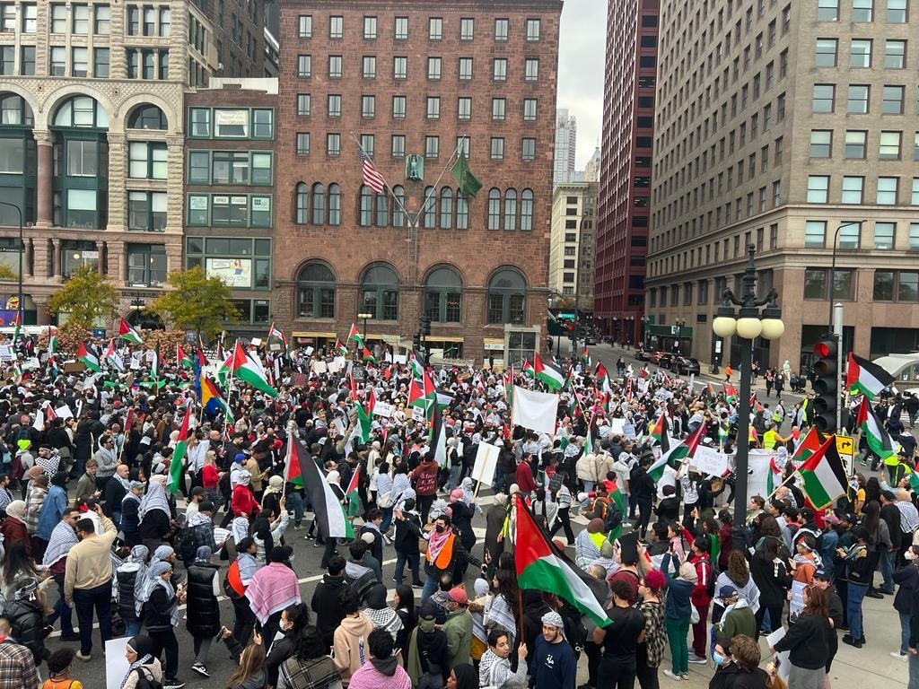 تظاهرات حاشدة في مدن أمريكية تنديدا بعدوان الاحتلال الإسرائيلي على الشعب الفلسطيني