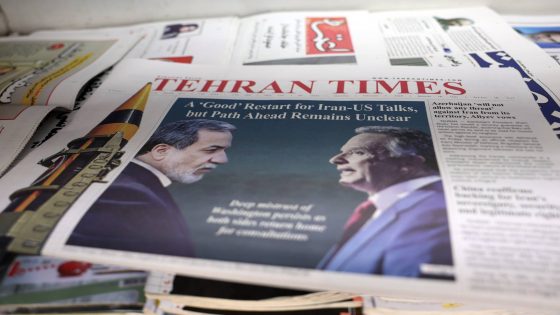 epa12711492 A copy of Iranian daily newspaper Tehran Times carrying picture of Iranian foreign minister Abbas Araghchi and USA special envoy Steve Witkoff is on display outside a kiosk in Tehran, Iran, 07 February 2026. Iranian foreign minister Abbas Araghchi called the negotiations with the USA positive and said both side agreed to continue the negotiations. EPA/ABEDIN TAHERKENAREH
