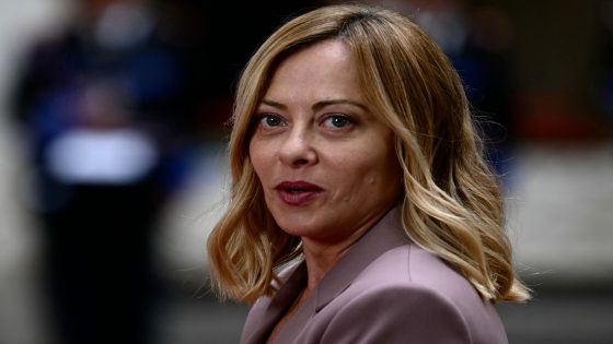 Italy's Prime Minister, Giorgia Meloni looks on as she waits for Germany's Chancellor Friedrich Merz at Palazzo Chigi prior their meeting in Rome on May 17, 2025. (Photo by Filippo MONTEFORTE / AFP)