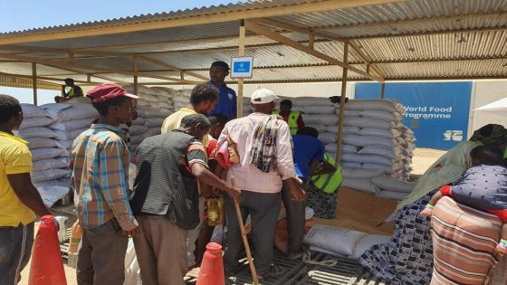 Sudan, Tuneybah camp, Gedaref State, 5 May 2023 In the photo: WFP food distributions in Tuneybah camp, Gedaref State, are underway to support around 22,000 Tigrayan refugees who fled to Sudan late 2020 when conflict broke out in Tigray, Ethiopia.