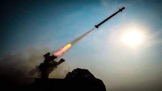 epa12571439 A handout photo made available on 05 December 2025 by the Islamic Revolutionary Guard Corps (IRGC) shows a missile being launched during a military drill in the waters off southern Iran coast. Iran's IRGC Navy has launched a two-day naval exercise across the Persian Gulf, the Strait of Hormuz, and the Sea of Oman. The drill aims to demonstrate the Navy's operational capabilities, including the deployment of advanced homegrown air defense systems and the utilization of missiles and drones.  EPA/IRGC HANDOUT  HANDOUT EDITORIAL USE ONLY/NO SALES
